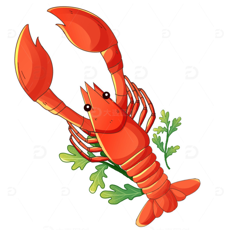 源文件下载【趣麦麦图】-夏天美食海鲜小龙虾元素
