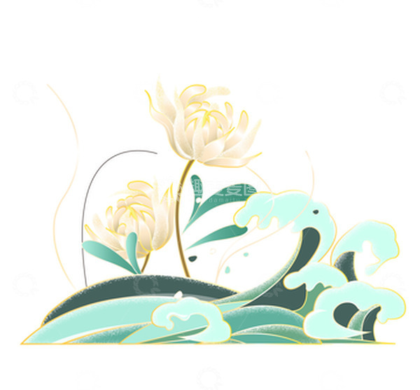 源文件下载【趣麦麦图】国风国潮古风花浪花节气夏至小满芒种