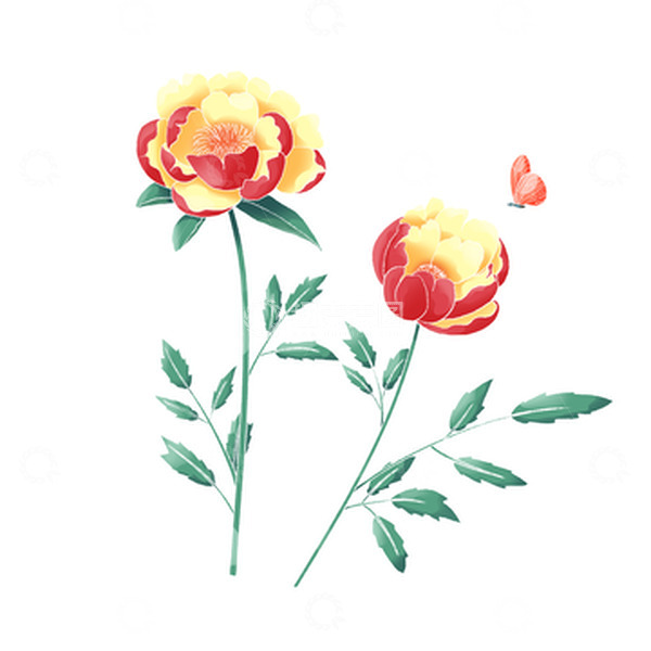 源文件下载【趣麦麦图】-新国风牡丹花植物花朵