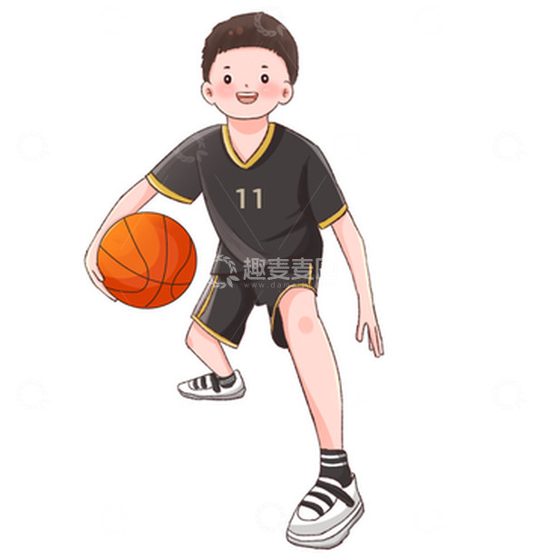 源文件下载【趣麦麦图】-打蓝球的男孩元素