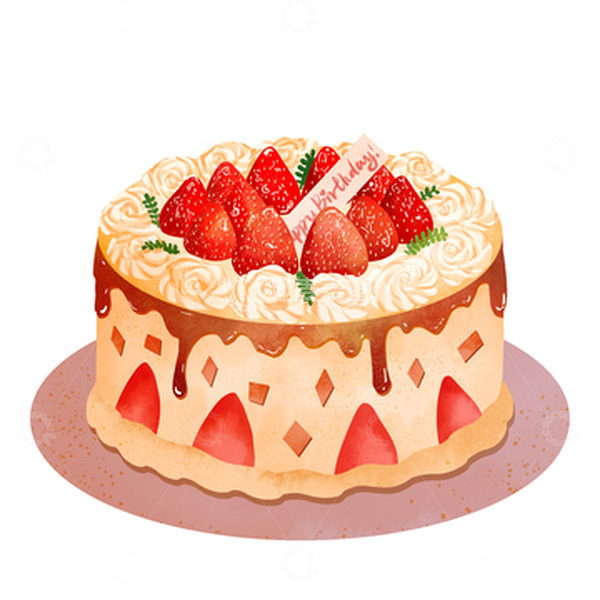 源文件下载【趣麦麦图】插画精致甜点草莓蛋糕元素
