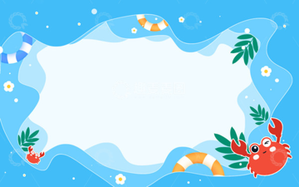 夏至夏天海浪剪纸风海报背景