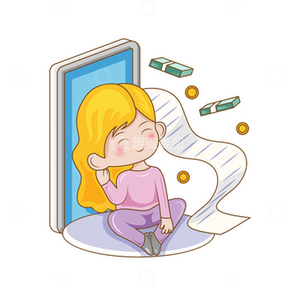 源文件下载【趣麦麦图】-618购物手机账单人物场景插画
