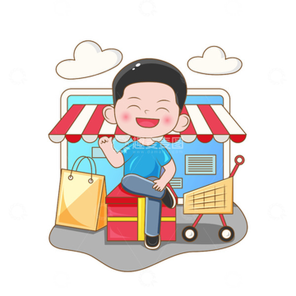 源文件下载【趣麦麦图】-618购物人物场景插画矢量元素