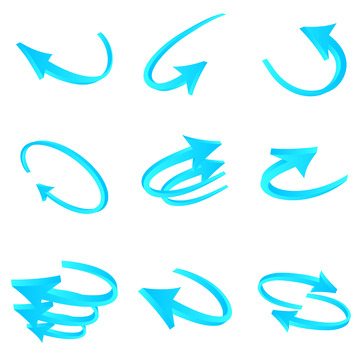 蓝色科技立体环绕箭头矢量元素