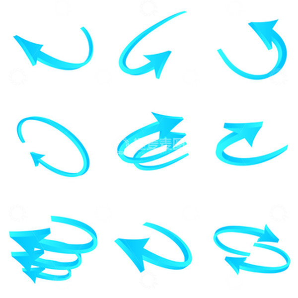源文件下载【趣麦麦图】蓝色科技立体环绕箭头矢量元素