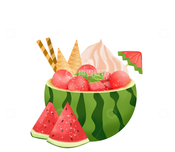 源文件下载【趣麦麦图】夏天西瓜冰淇淋