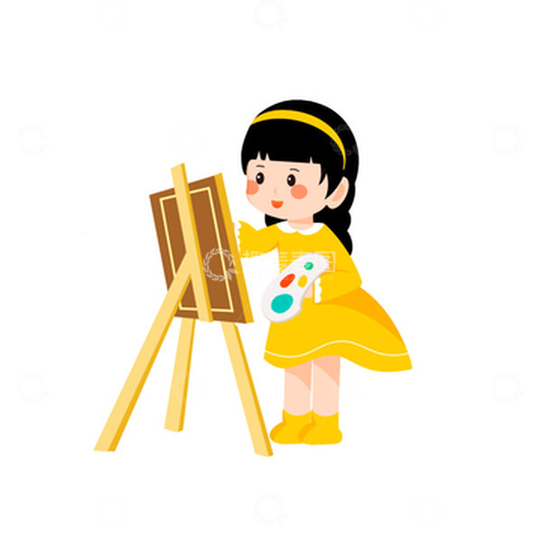 源文件下载【趣麦麦图】-卡通画画小女孩插画元素
