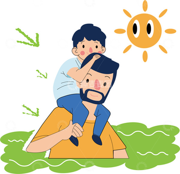 源文件下载【趣麦麦图】父亲背着儿子玩耍