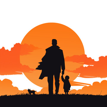 父亲节剪影素材