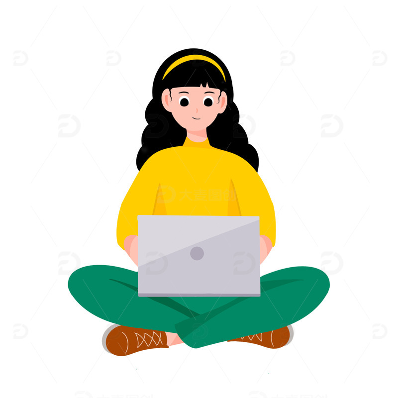 源文件下载【趣麦麦图】-扁平风宅家办公人物元素