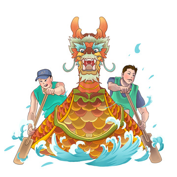 端午节划龙舟国风素材