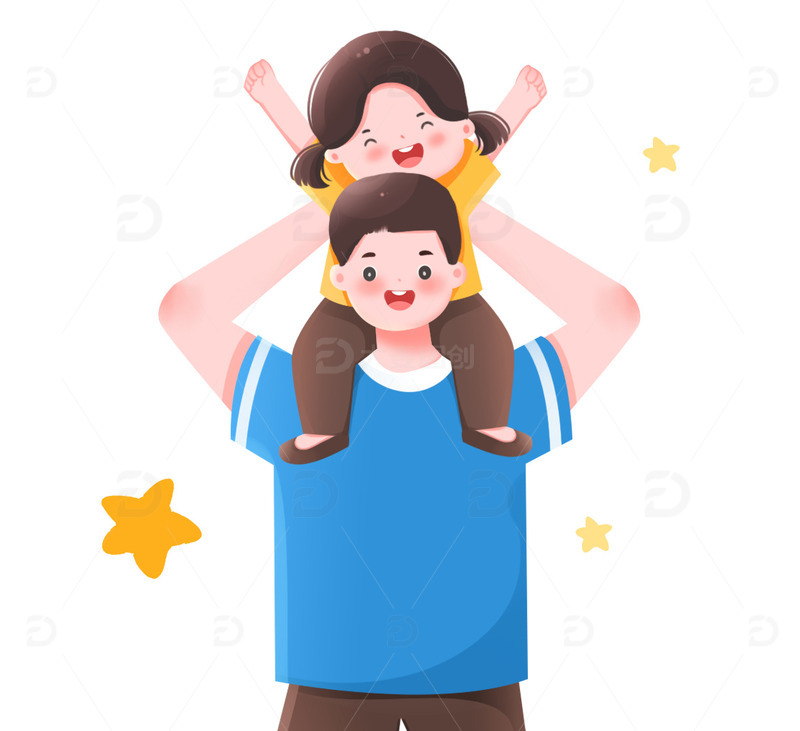 源文件下载【趣麦麦图】父亲节父爱父亲和女儿元素