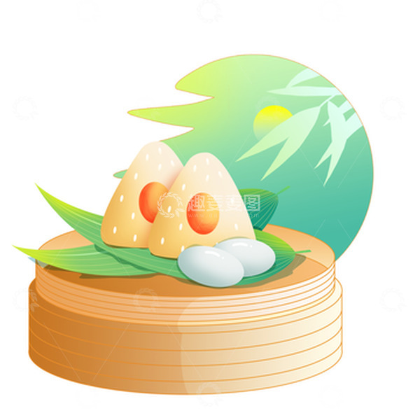 源文件下载【趣麦麦图】中国风小清新端午节美食蛋黄粽子插画元素