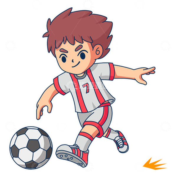 源文件下载【趣麦麦图】踢足球的小男孩