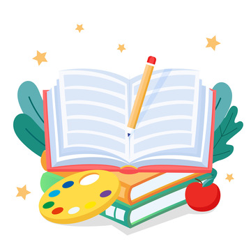 卡通可爱翻开的书本亲子活动装饰插画元素