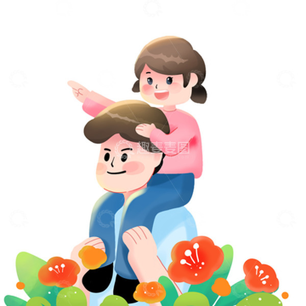 源文件下载【趣麦麦图】父亲节爸爸与女儿插画元素