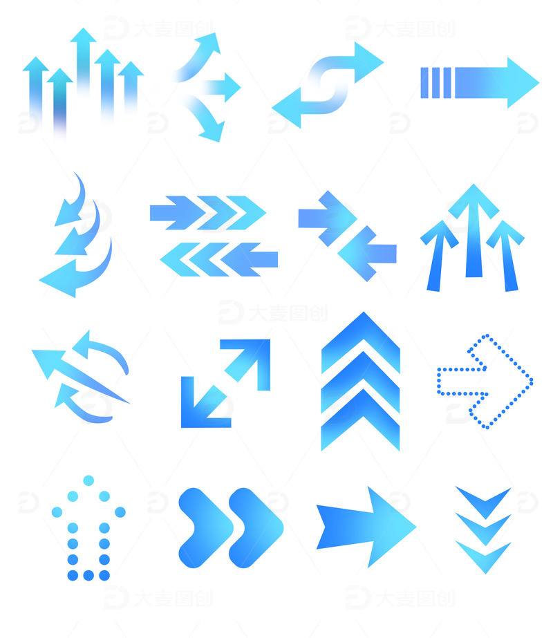 源文件下载【趣麦麦图】蓝色科技箭头矢量几何元素