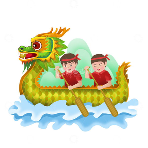 源文件下载【趣麦麦图】端午节龙舟划龙舟国潮风格