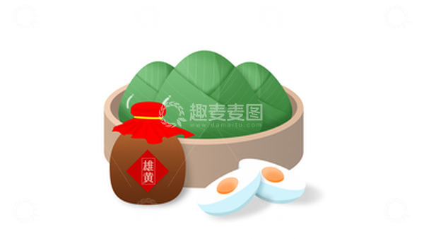 源文件下载【趣麦麦图】端午粽子雄黄酒咸鸭蛋元素