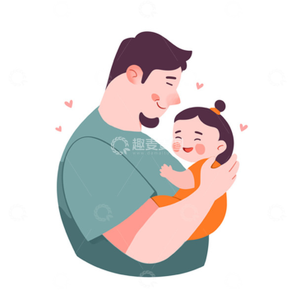 源文件下载【趣麦麦图】父女拥抱卡通元素