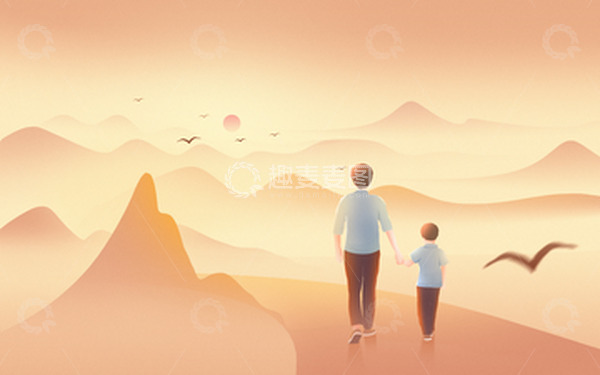 源文件下载【趣麦麦图】感恩父亲节父子暖色大气背影海报背景