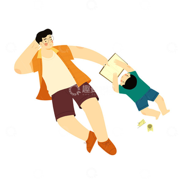 源文件下载【趣麦麦图】父亲节感恩父亲亲子场景插画元素