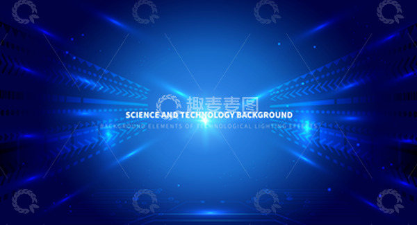 源文件下载【趣麦麦图】蓝色科技光线网络发射线条几何背景