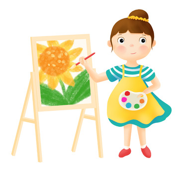 可爱女生绘画人物元素