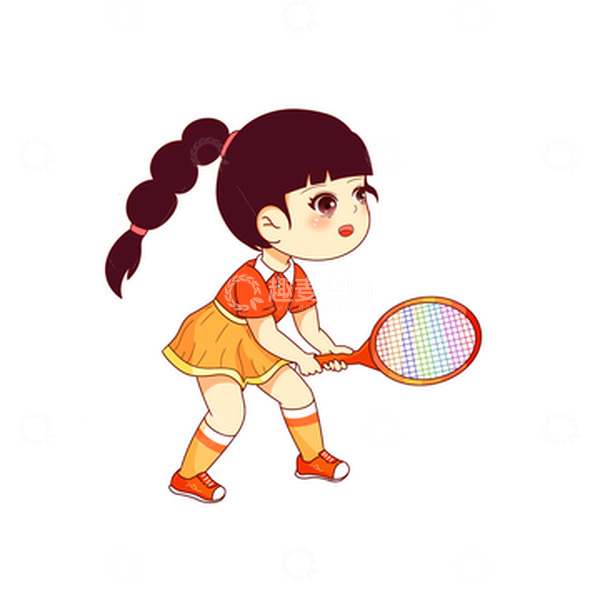 源文件下载【趣麦麦图】手绘卡通网球羽毛球运动女孩