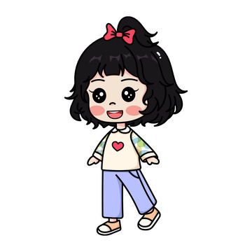 可爱女孩儿童卡通人物插画