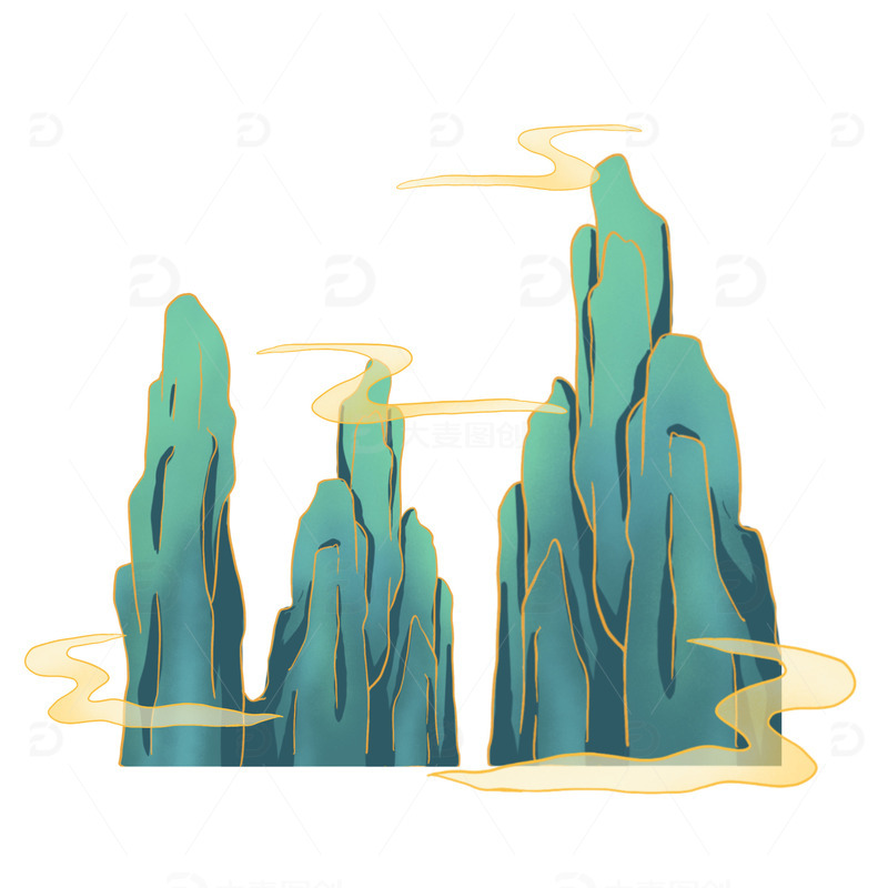 国潮青山绿水高山祥云