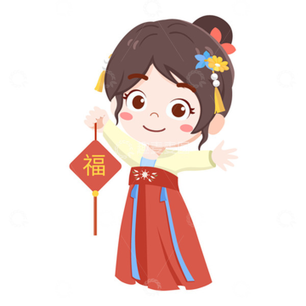 源文件下载【趣麦麦图】-古装穿汉服的儿童矢量人物