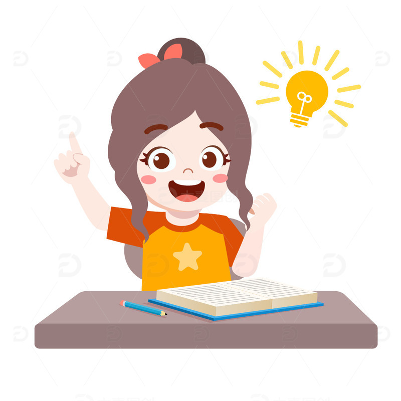 源文件下载【趣麦麦图】卡通儿童女孩做作业学习矢量场景