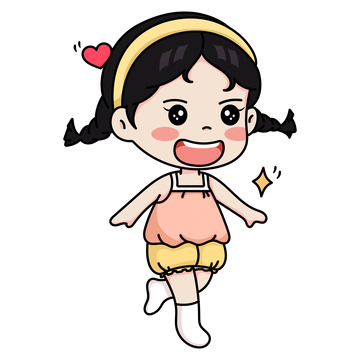 可爱女孩儿童矢量人物插画