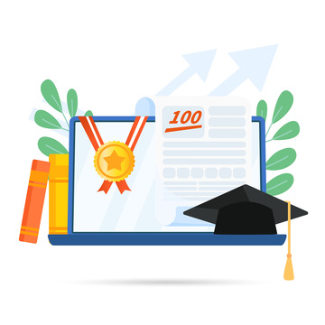 卡通毕业季商务笔记本扁平化装饰插画元素