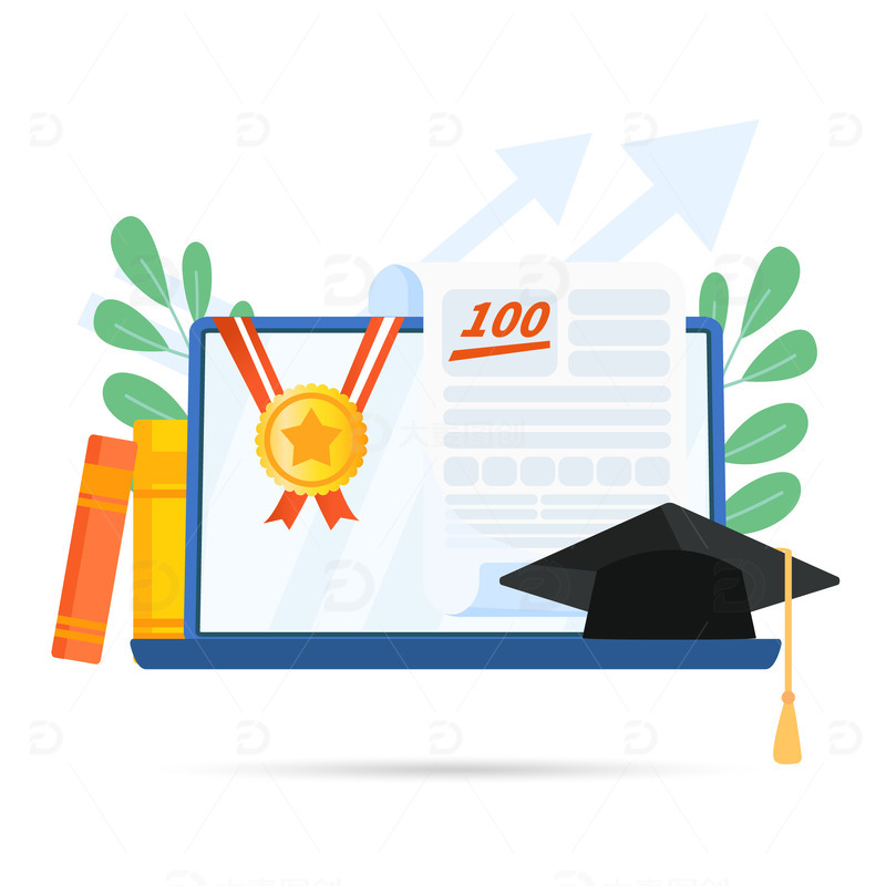 源文件下载【趣麦麦图】卡通毕业季商务笔记本扁平化装饰插画元素