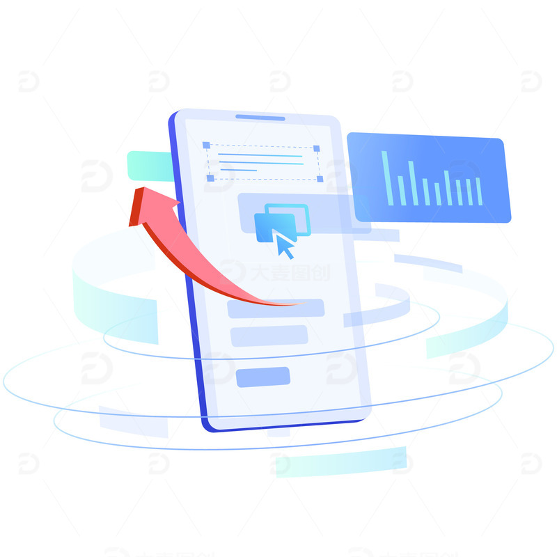 蓝色科技统计信息环绕手机2.5d素材