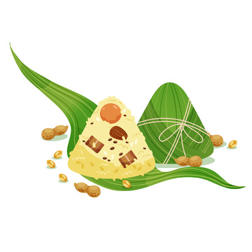 国潮端午节粽子肉粽插画元素
