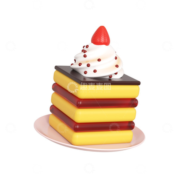 源文件下载【趣麦麦图】c4d立体甜品方形蛋糕