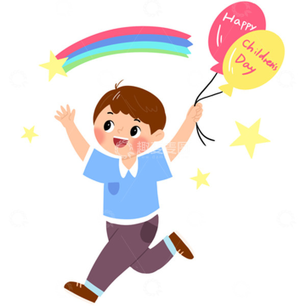 源文件下载【趣麦麦图】卡通可爱手拿气球男孩