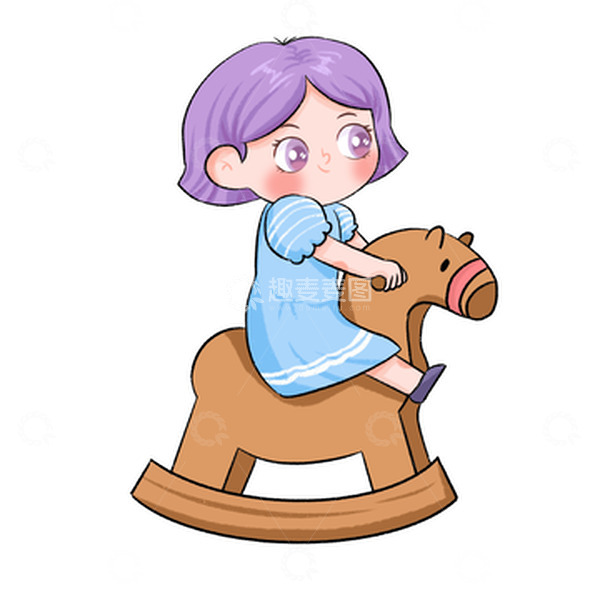 源文件下载【趣麦麦图】-卡通可爱木马女孩