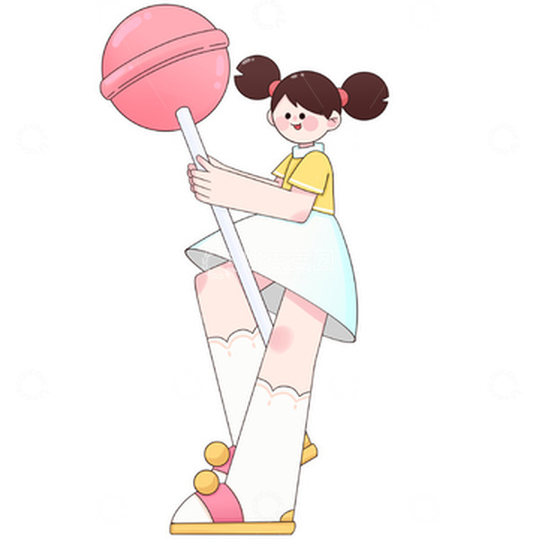 源文件下载【趣麦麦图】卡通可爱棒棒糖女孩