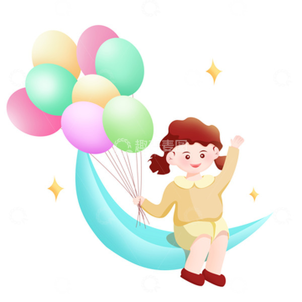 源文件下载【趣麦麦图】卡通可爱儿童节女孩手拿气球插画元素