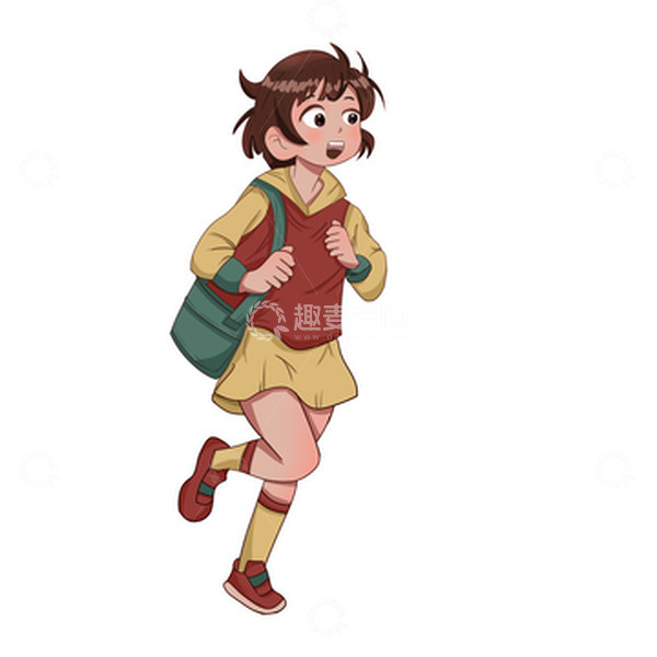 源文件下载【趣麦麦图】毕业季手绘学生卡通女孩书包