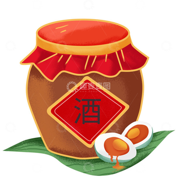 源文件下载【趣麦麦图】端午节咸蛋雄黄酒手绘元素