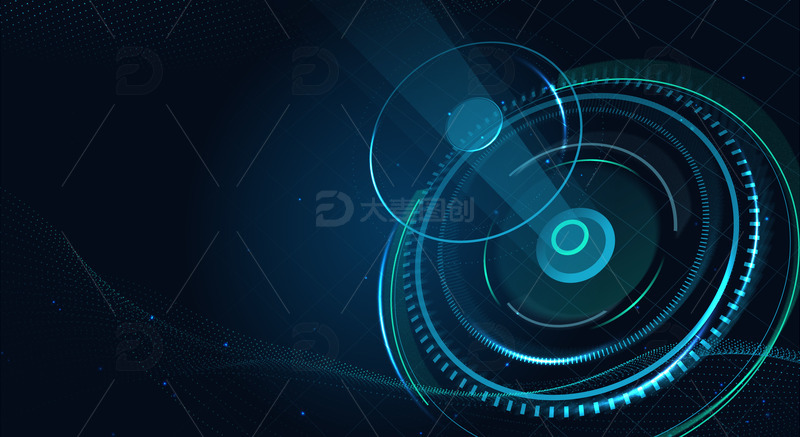 源文件下载【趣麦麦图】蓝色梦幻科技环底座背景素材