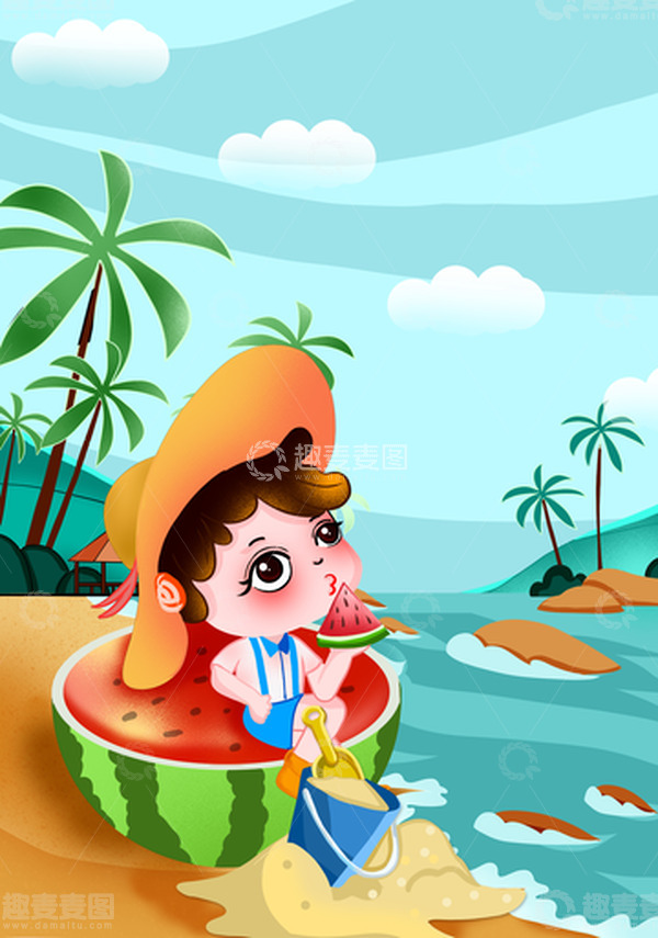 源文件下载【趣麦麦图】手绘夏至夏天海报背景