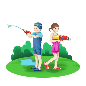 夏至打水仗泳装水枪戏水