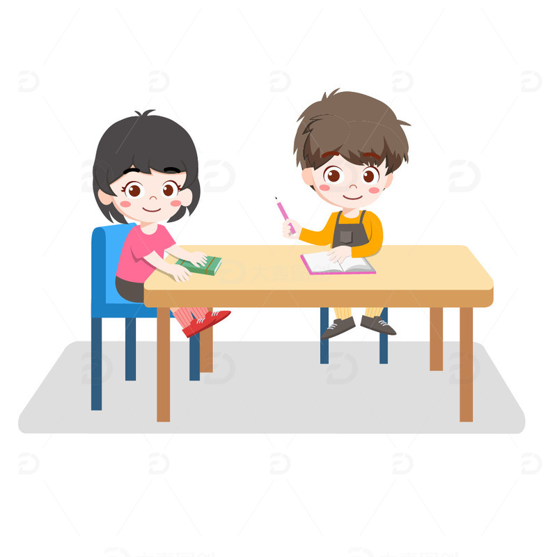 儿童教育学生做作业讨论问题场景